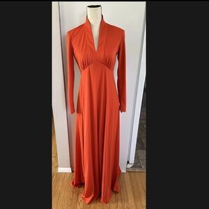 Orange Long Sleeve Maxi Dress